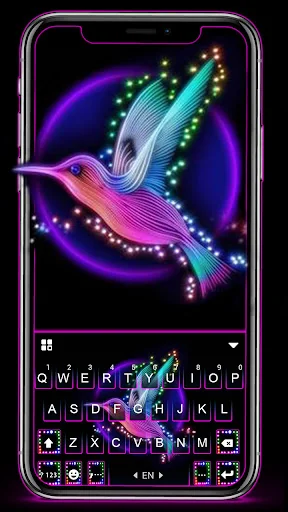 Neon Sparkle Bird Keyboard Bac