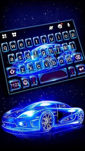 Neon Sports Car Keyboard Theme