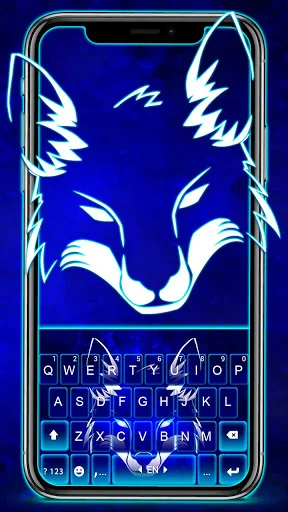 Neon Wolf Blue Keyboard Backgr
