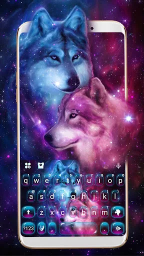 Neon Wolf Galaxy Keyboard Them