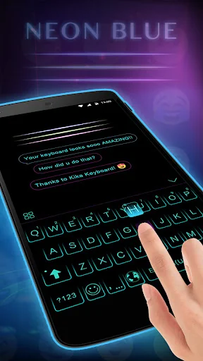 Neon Blue Keyboard Theme
