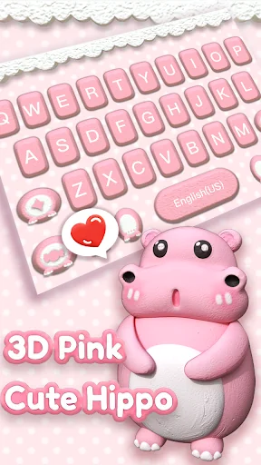 3D Pink Cute Hippo Theme