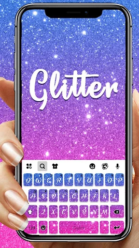 Pink Blue Glitter Keyboard Bac