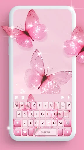 Pink Butterfly Keyboard Backgr
