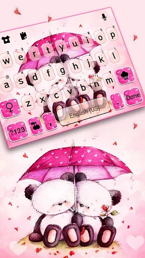 Pink Couple Bear Keyboard Back