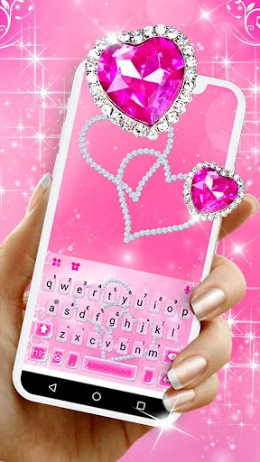 Pink Diamond Hearts Keyboard T