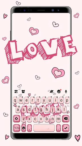 Pink Doodle Love Keyboard Back