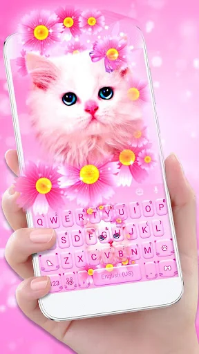 Pink Flowers Kitten Theme
