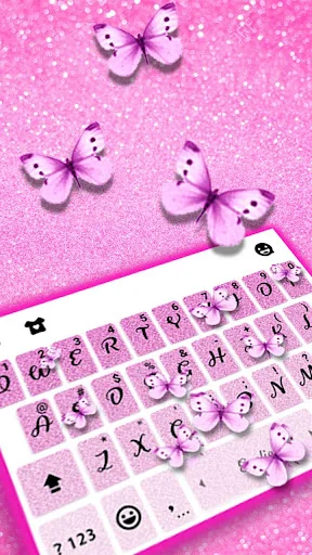 Pink Glitter Butterfly Keyboar
