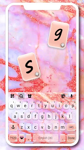 Pink Glitter Marble Keyboard B