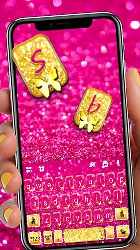 Pink Gold Glitter Keyboard Bac