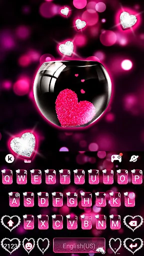 Pink Heart Glass Theme screenshot 1