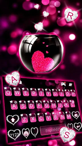 Pink Heart Glass Theme screenshot 2