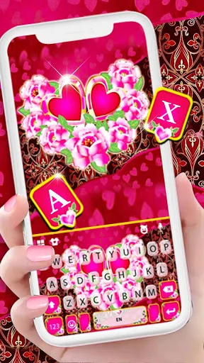 Pink Love Roses Keyboard Backg