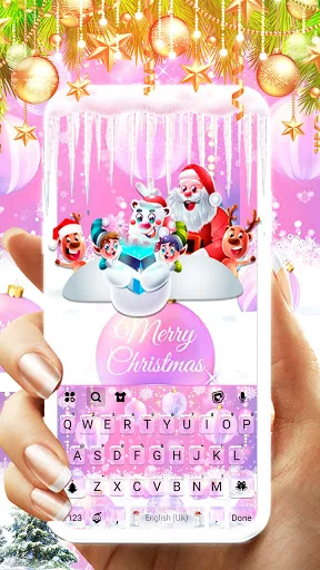 Pink Merry Christmas Keyboard 