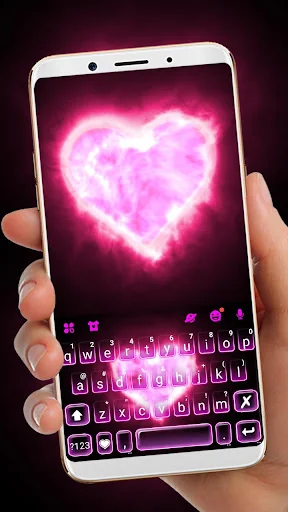 Pink Neon Heart 2 Keyboard The