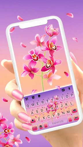 Pink Orchids Keyboard Backgrou