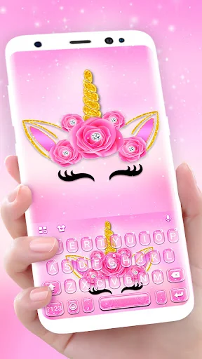 Pink Rose New Unicorn Keyboard