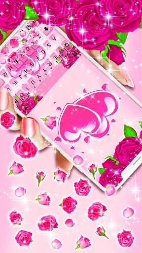 Pink Roses Gravity Keyboard Ba