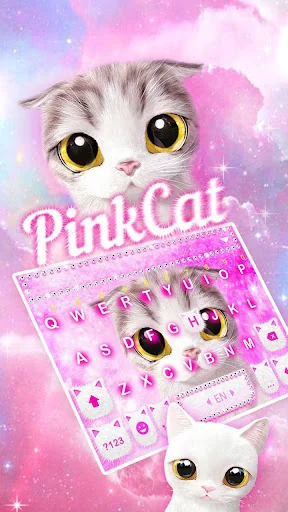 Pink Cat Keyboard Theme screenshot 2
