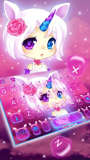 Pinky Unicorn Girl Keyboard Th