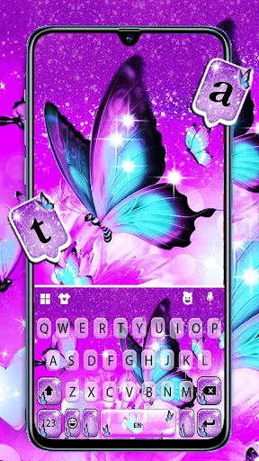 Glitter Butterfly Keyboard Bac