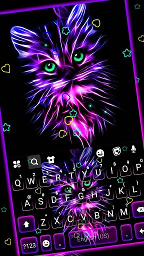 Purple Neon Cat Keyboard Theme