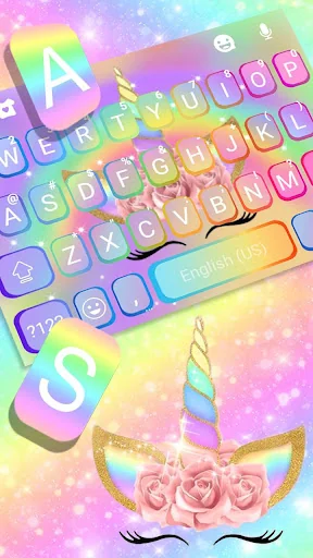 Rainbow Pink Rose Unicorn Keyb screenshot 2