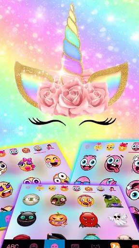 Rainbow Pink Rose Unicorn Keyb screenshot 4