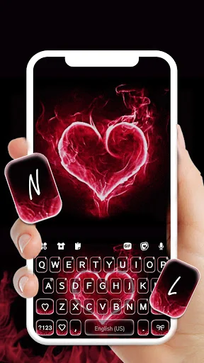 Red Burning Heart Keyboard Bac