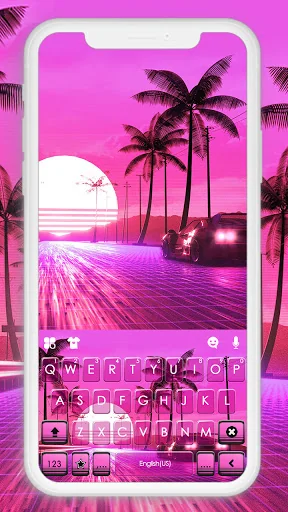 Retro Sunset Keyboard Backgrou