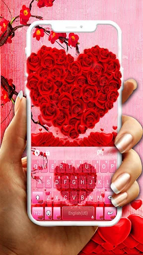 Rose Love Hearts Keyboard Them