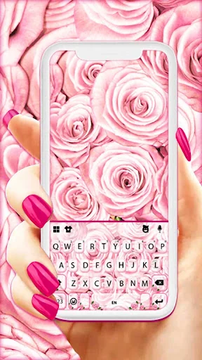 Rose Pink Flowers Keyboard Bac