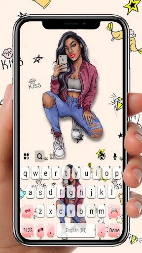 Selfie Cool Girl Keyboard Back