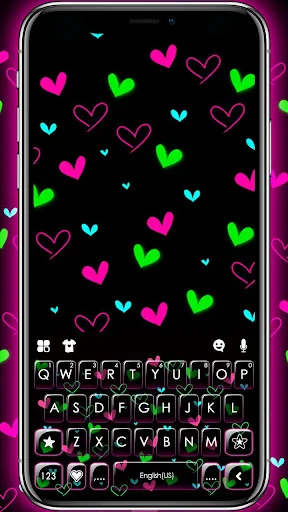 Shiny Neon Hearts Theme