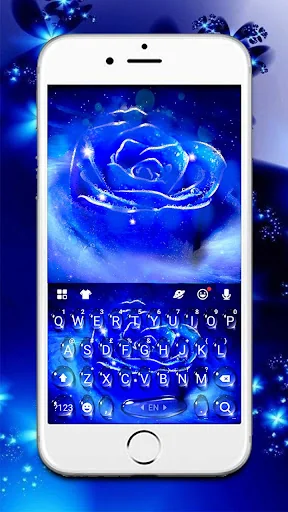 Silver Blue Rose Keyboard Them screenshot 1