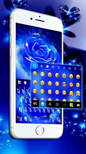 Silver Blue Rose Keyboard Them screenshot 2