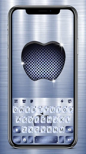 Silver Metallic Keyboard Backg screenshot 1
