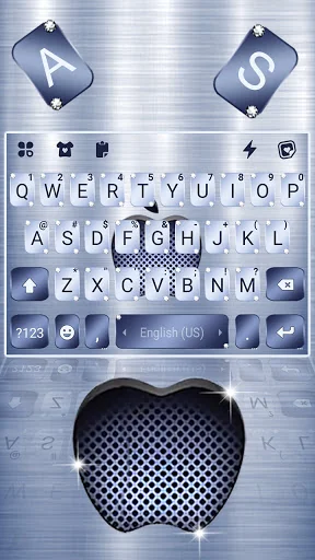 Silver Metallic Keyboard Backg screenshot 2