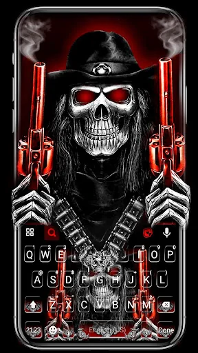 Skull Fire Gun Wallpapers Keyb screenshot 1