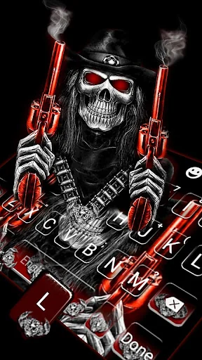 Skull Fire Gun Wallpapers Keyb screenshot 2