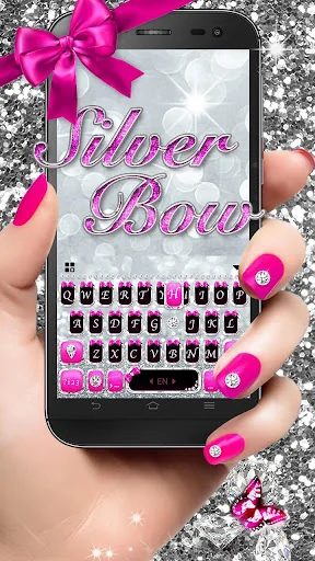 Silver Bowknot Keyboard Theme screenshot 1