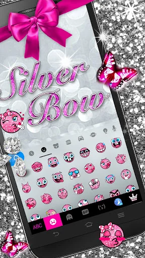 Silver Bowknot Keyboard Theme screenshot 2