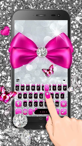Silver Bowknot Keyboard Theme screenshot 3