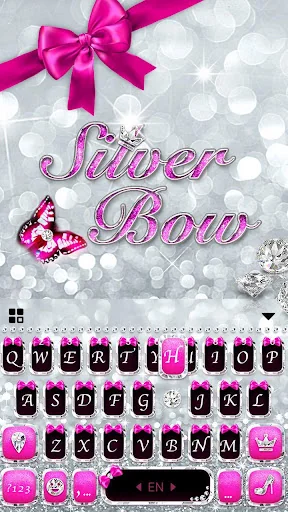Silver Bowknot Keyboard Theme screenshot 4
