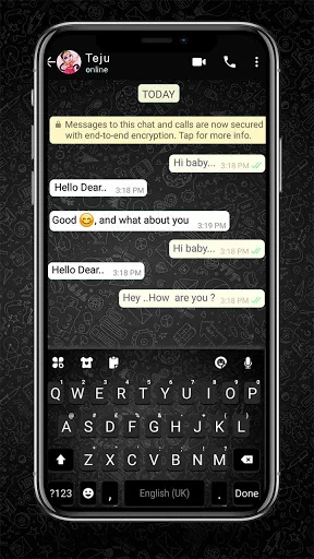 SMS Black Chat Keyboard Backgr screenshot 1