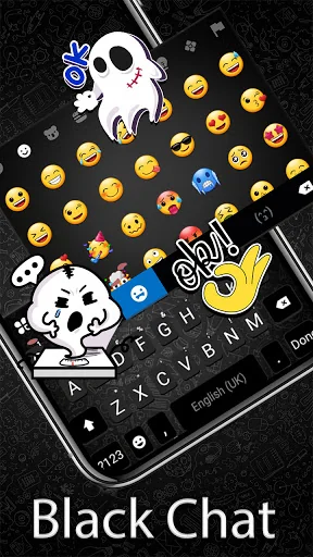 SMS Black Chat Keyboard Backgr screenshot 4