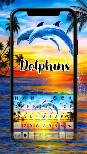Sunset Dolphins Keyboard Backg screenshot 1