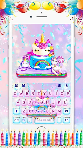 Unicorn Party Cake Keyboard Th