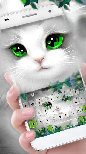 White Cute Cat Keyboard Theme